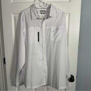 Ahi One Tunaskin 2XL fishing shirt, white, polyester, utility, sporting, UPF 50